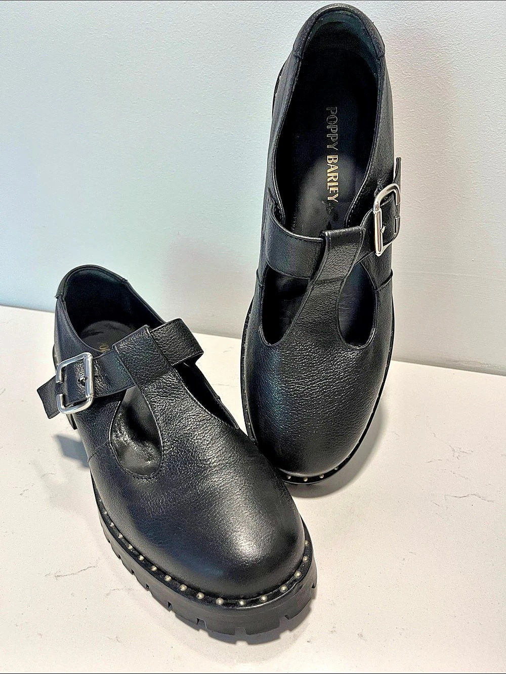 Poppy Barley Black Platform Mary Jane Shoes